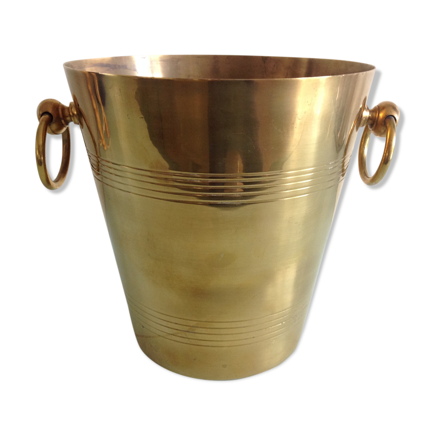 Yellow copper champagne bucket / vintage 70s