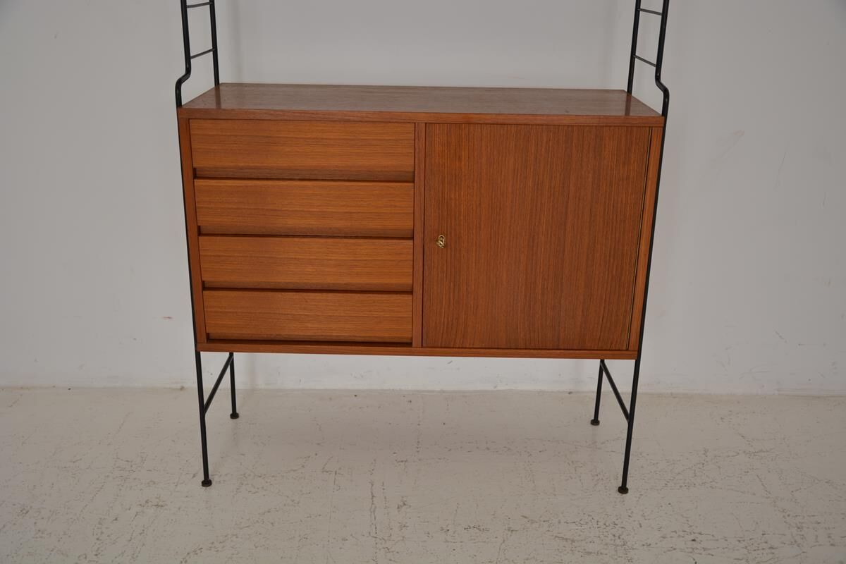 Vintage freestanding teak shelf