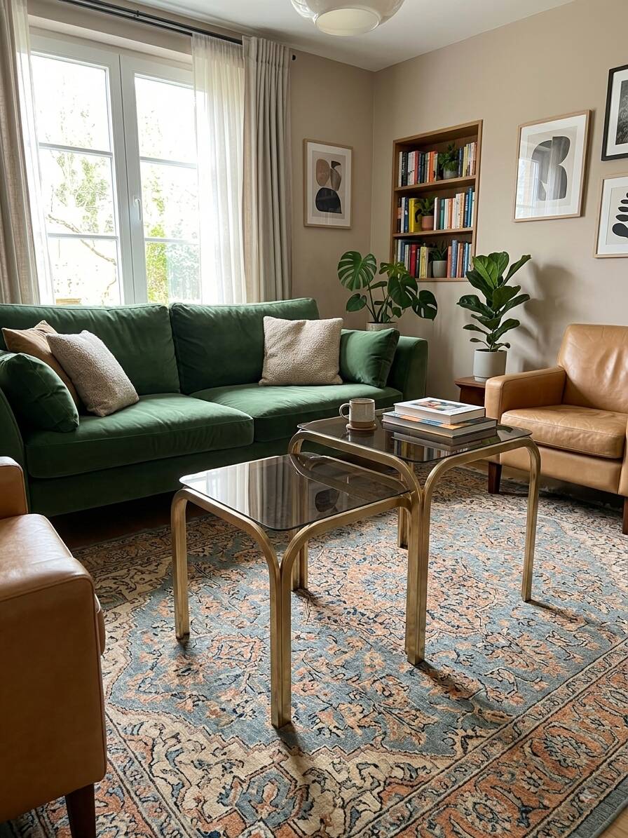 1970s golden metal nesting table