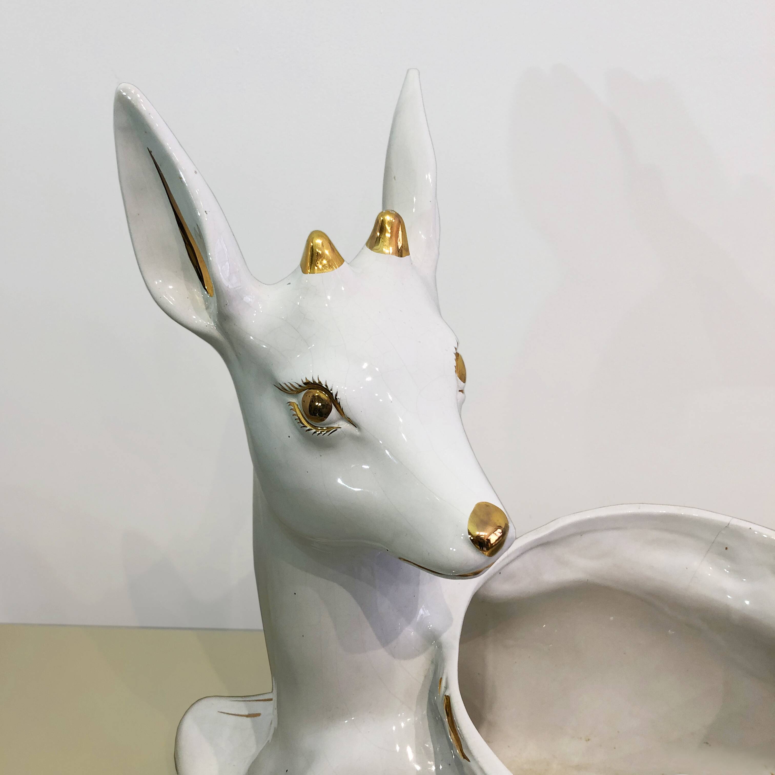 Vintage Italian Antica Athena Deer Faun Ceramic Flower Planter c.1980s