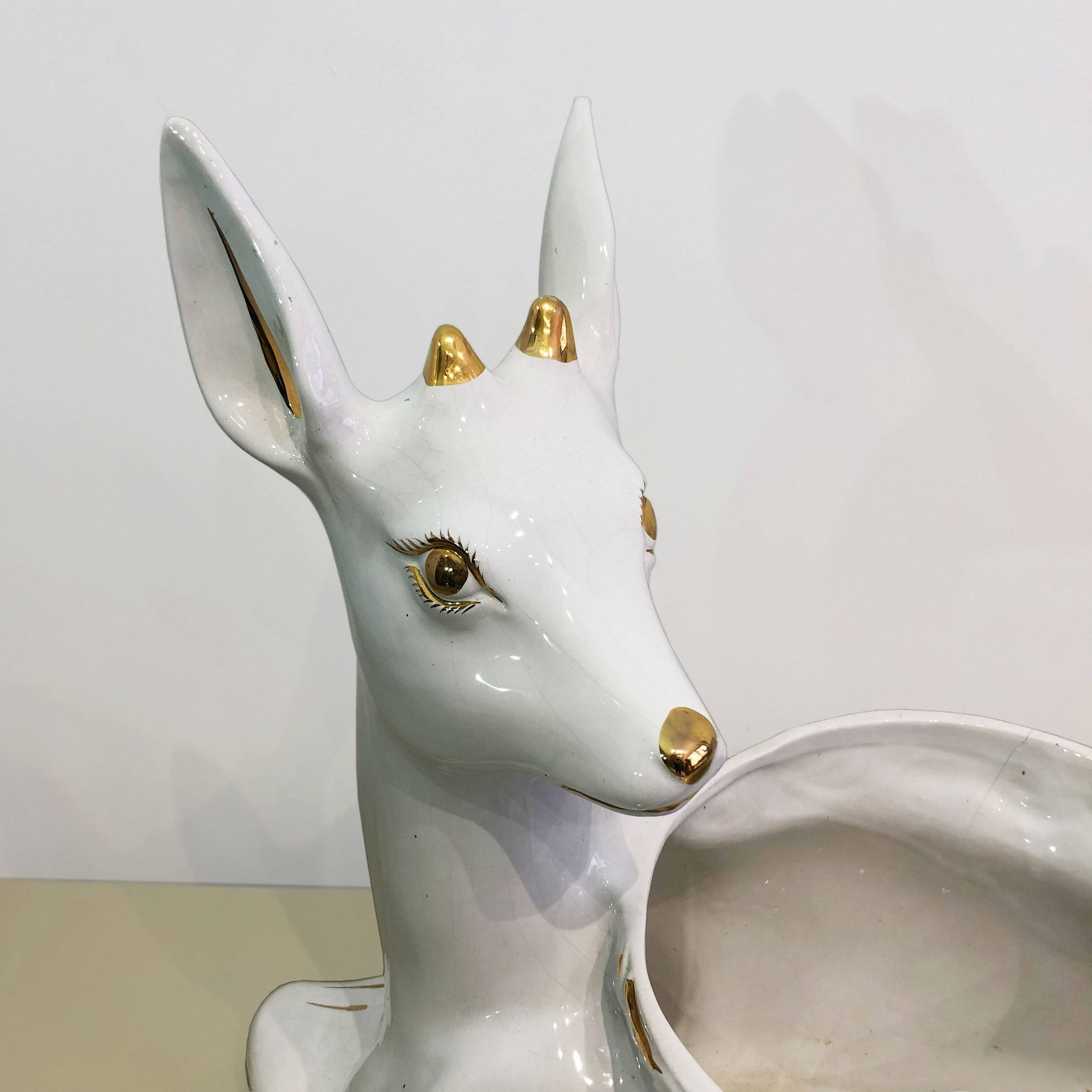 Vintage Italian Antica Athena Deer Faun Ceramic Flower Planter c.1980s