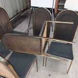 Set of 6 gilded brass chairs from the 1950s