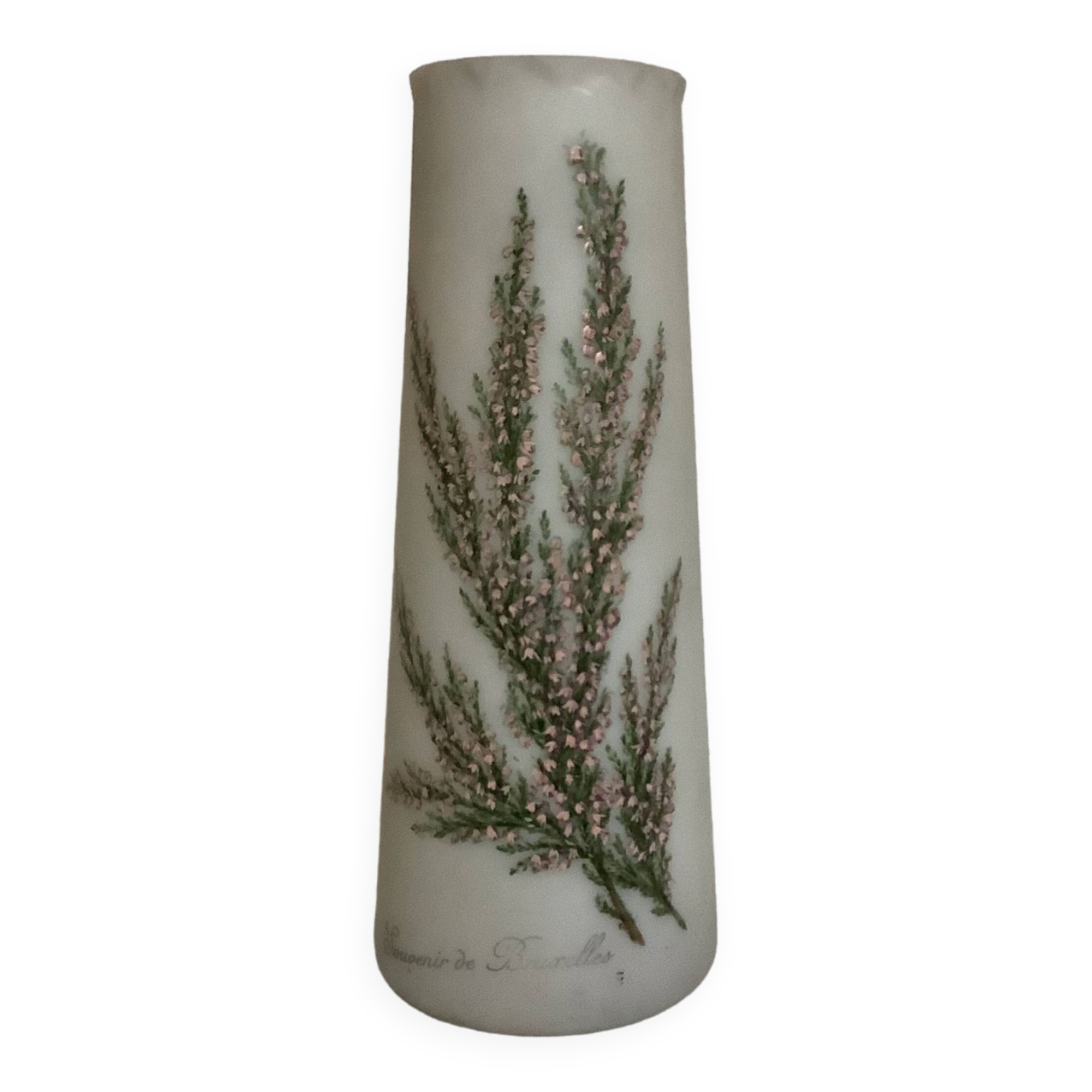 Antique opaline vase with enamelled flowers
