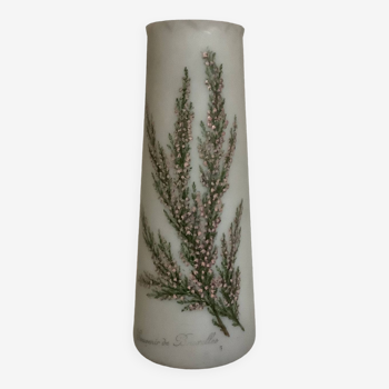 Ancien vase opaline fleurs émaillées