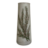 Ancien vase opaline fleurs émaillées