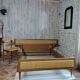 Lit et chaise bois et rotin
