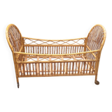 Lit enfant rotin 60's