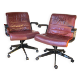 Pair of leather armchairs by Richard Sapper for Knoll