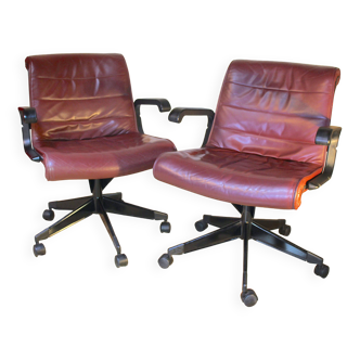 Paire de fauteuil cuir Par Richard Sapper pour Knoll