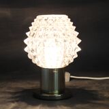 Pair of 1970s mid-century Czech table lamps with prismatic glass shades