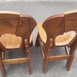 Brutalist chairs in solid oak mountain chalet decor