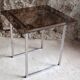 Table aluminum base and vintage glass top