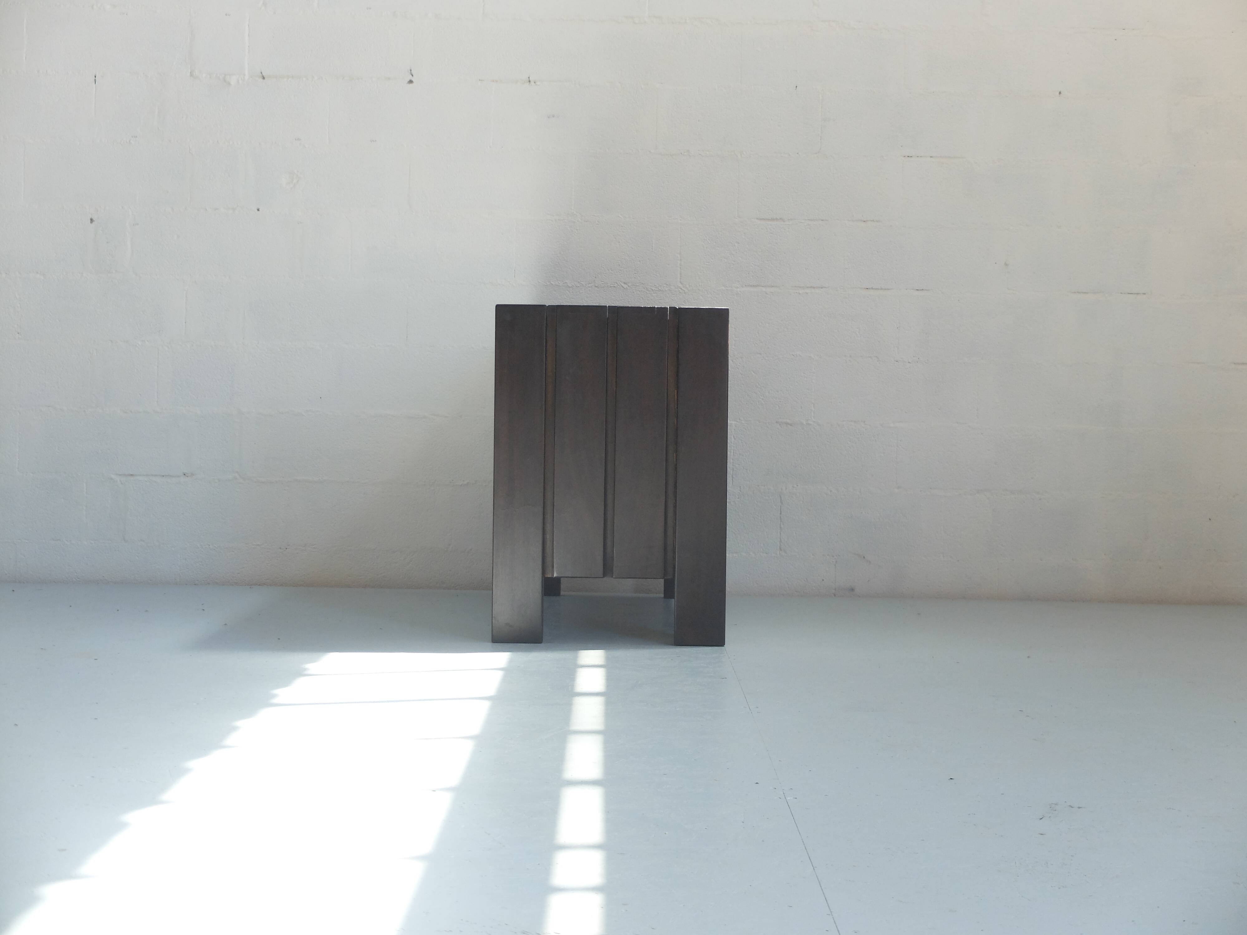 Buffet or sideboard with double doors made of Iroko wood.