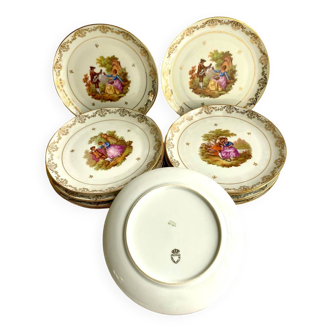 Set of 12 dessert plates from the Royal Limoges factory