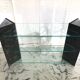 Roche Bobois console in veined black marble and glass, 1990s.