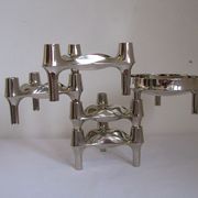 Set de bougeoirs modulaires Bmf édition argent conçus par Fritz Nagel & Ceasar Stoffi