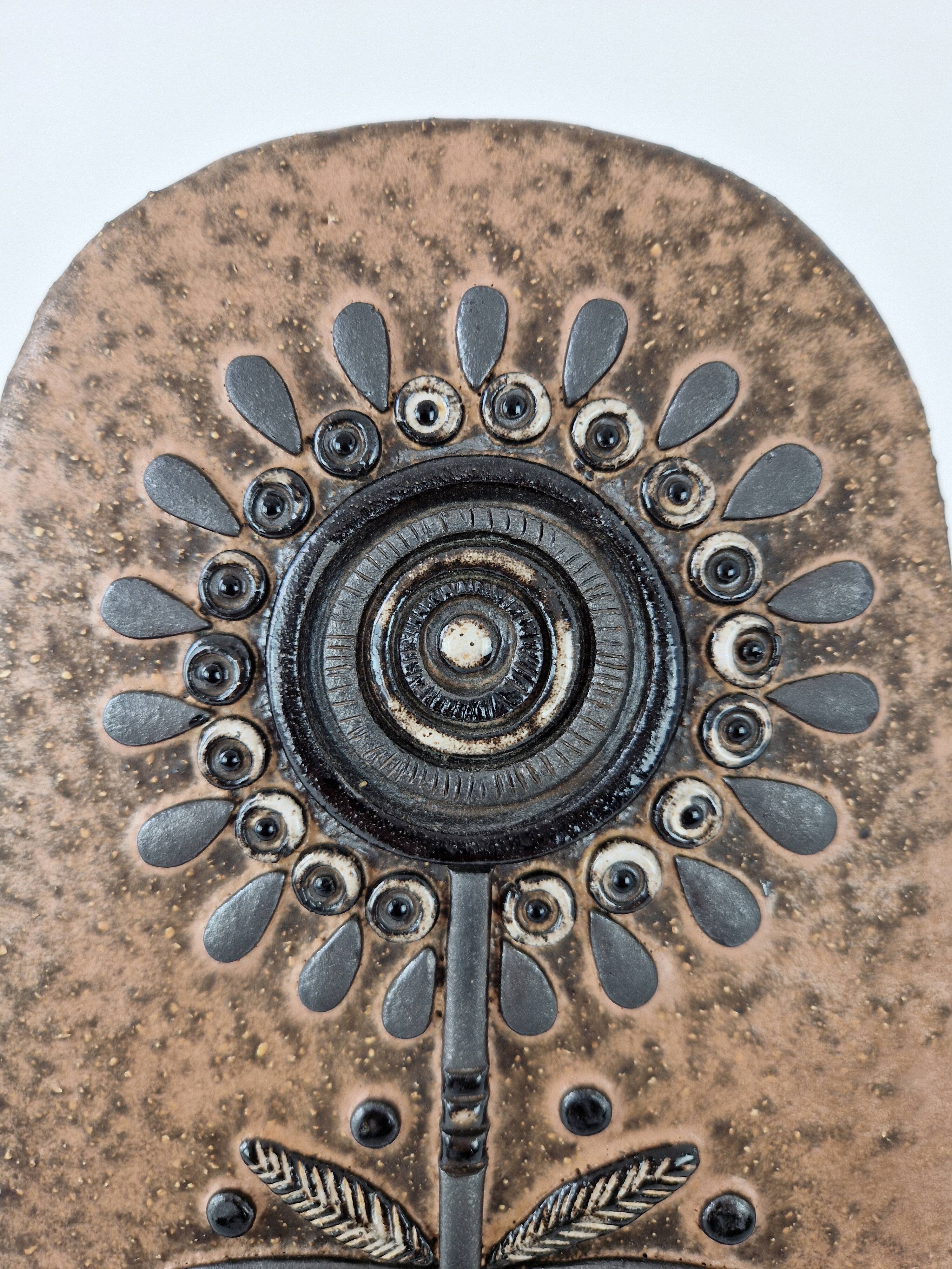 Vintage ceramic wall plaque 1960 MH Bataille