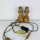 Pair of pine lamps, turned wood, vintage