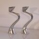 Pair of aluminium cast candle holders