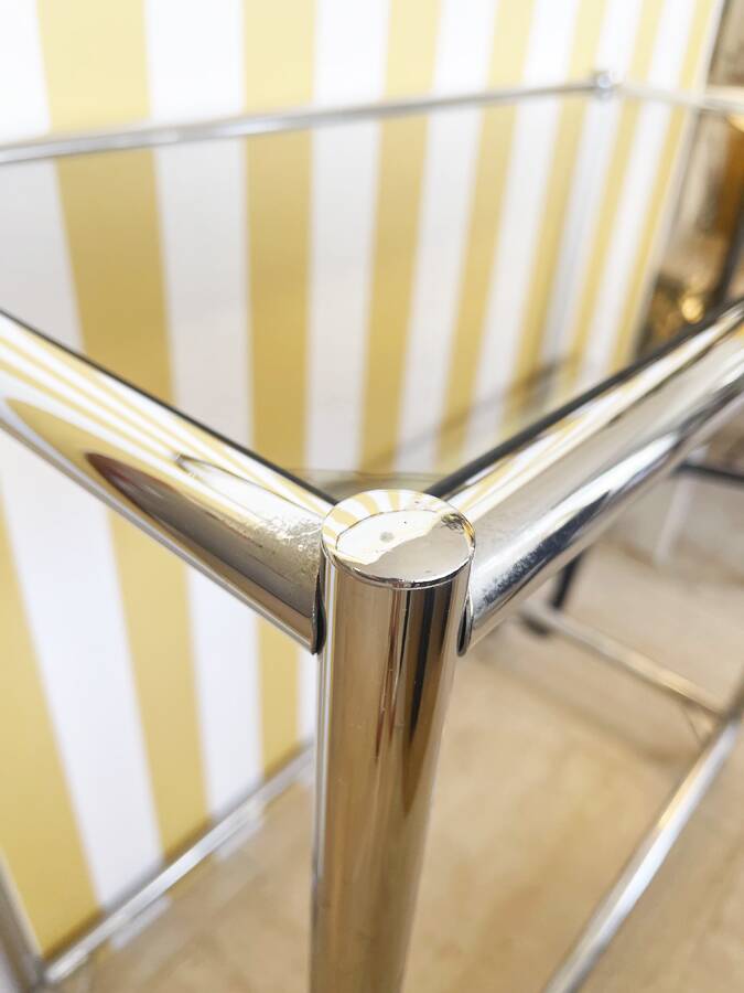 Console chrome et verre fumé, circa 1970