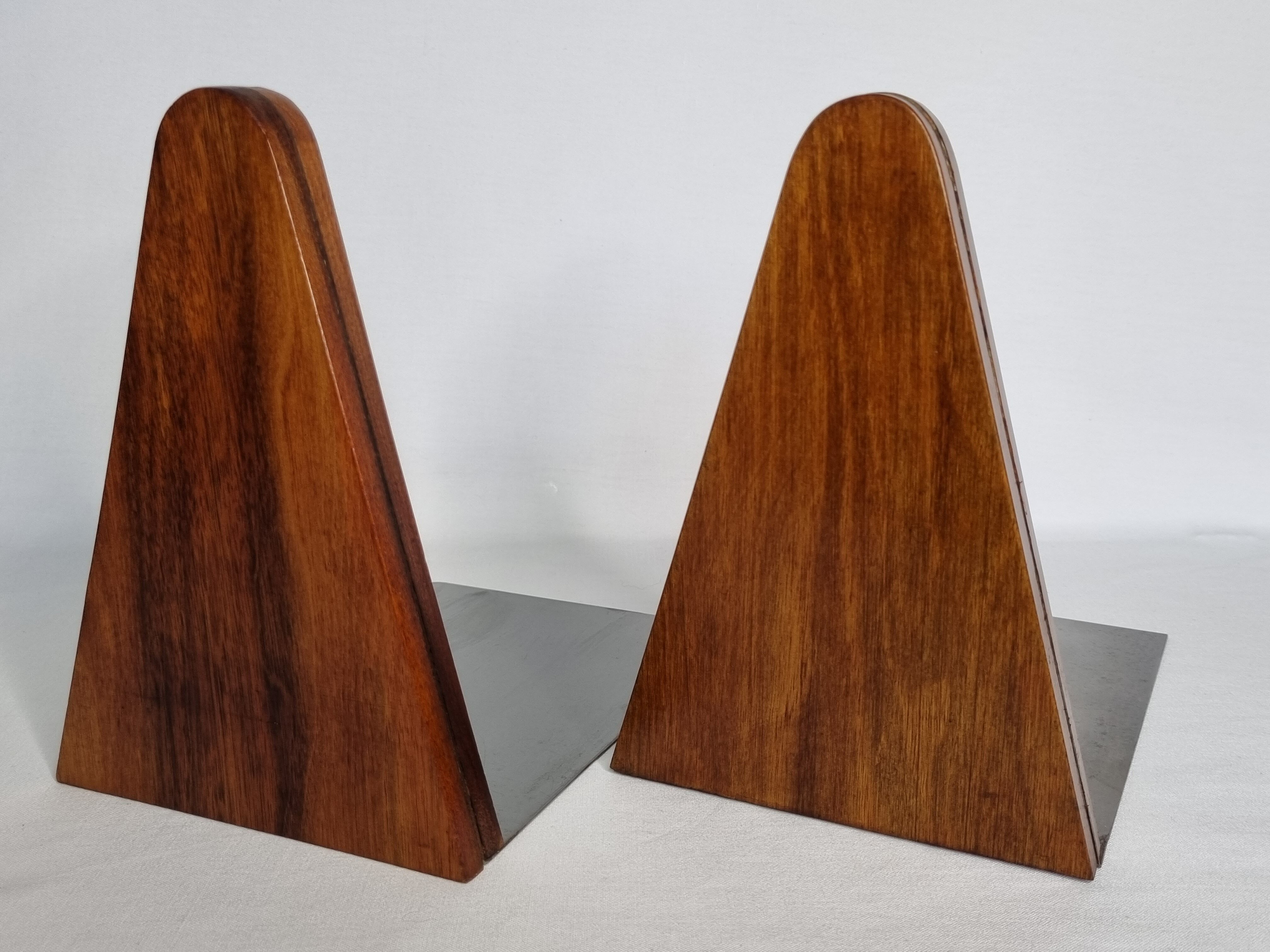 Pair of greenhouse books in wood and metal art deco, 21 cm