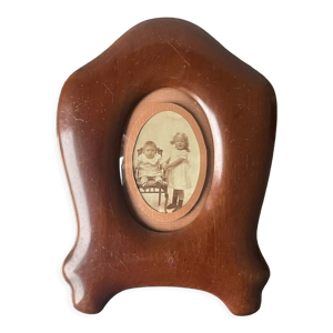Cadre en bois art nouveau acajou