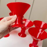 Six Red Glass Joy by Leonardo Drinking Glasses - Postmodern Memphis Style, 1980s Italian Vintage Glassware
