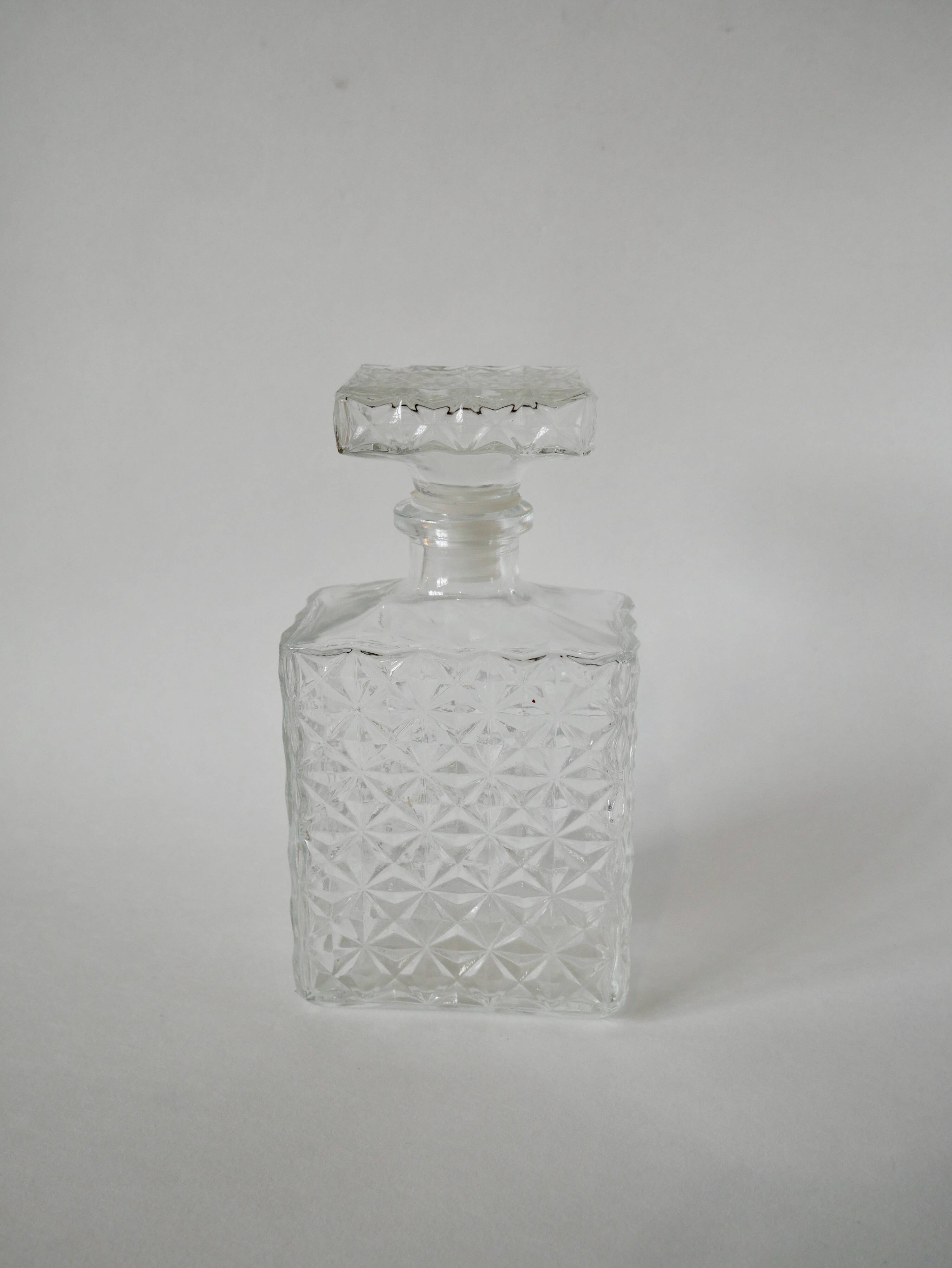 rectangular glass whiskey decanter 1970 21 X 10.5 cm