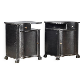 Set of iron bedside tables, circa 1930