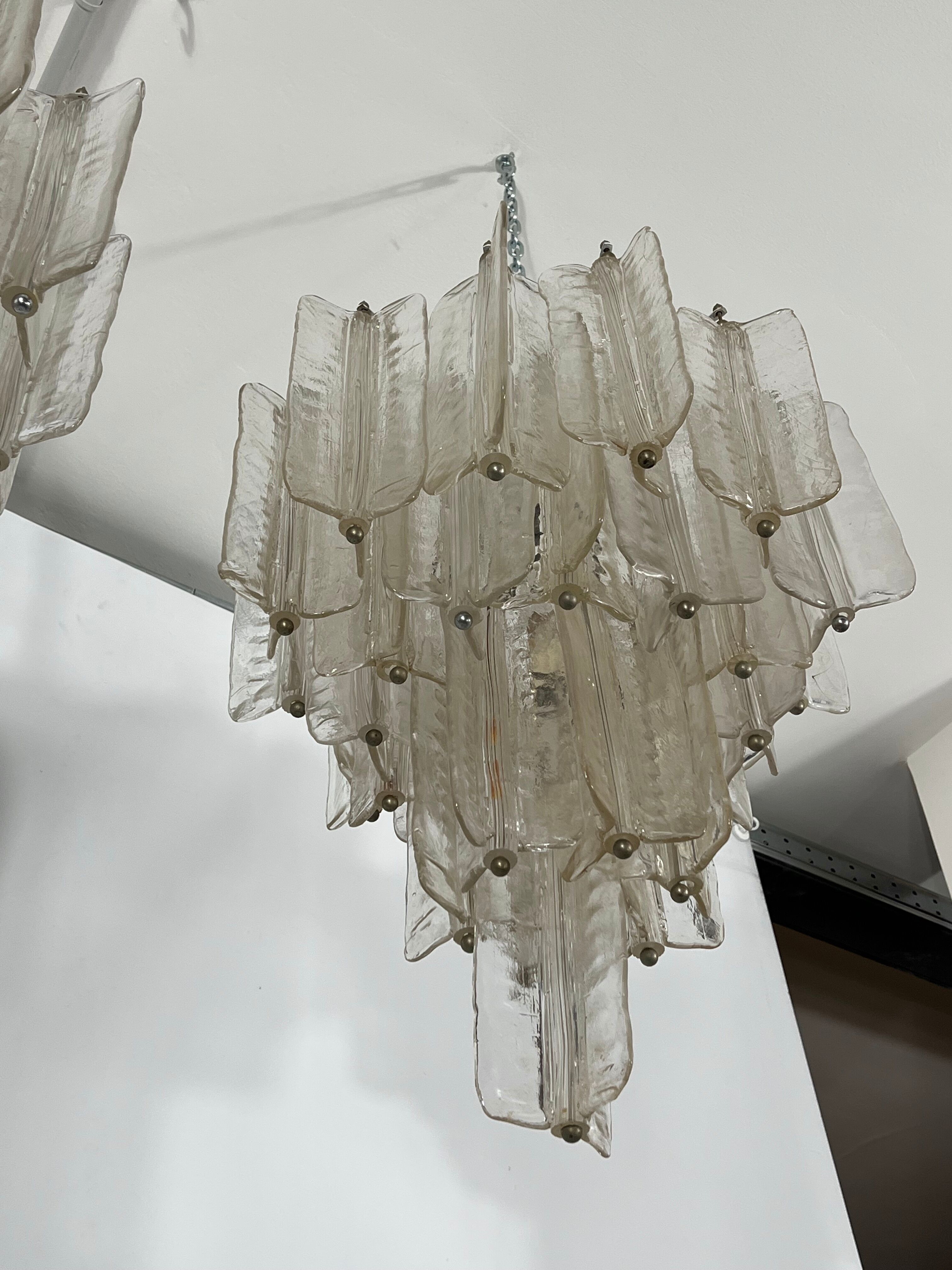 Pair of Murano glass chandeliers by Toni Zuccheri for Venini