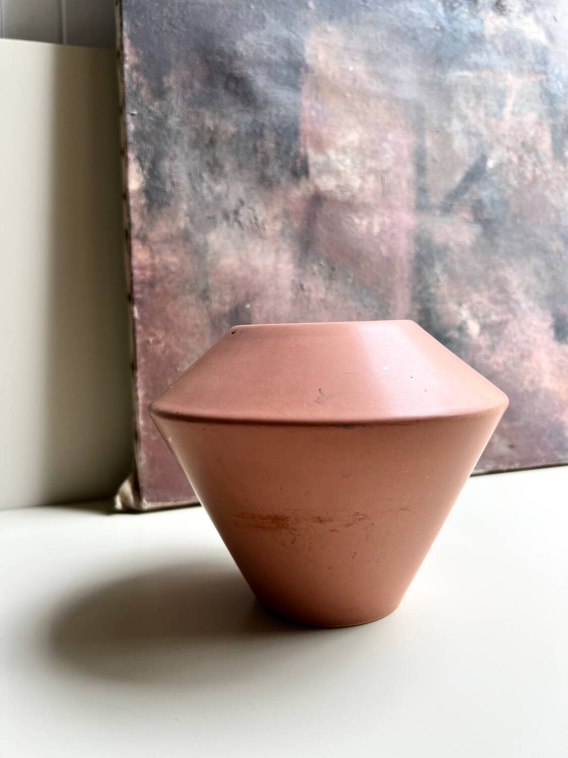Sculptural vase in matte nude ceramic, Asa design 1980.