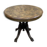 Guéridon anglais fin XIXème en placage de noyer, d'ébène et de buis