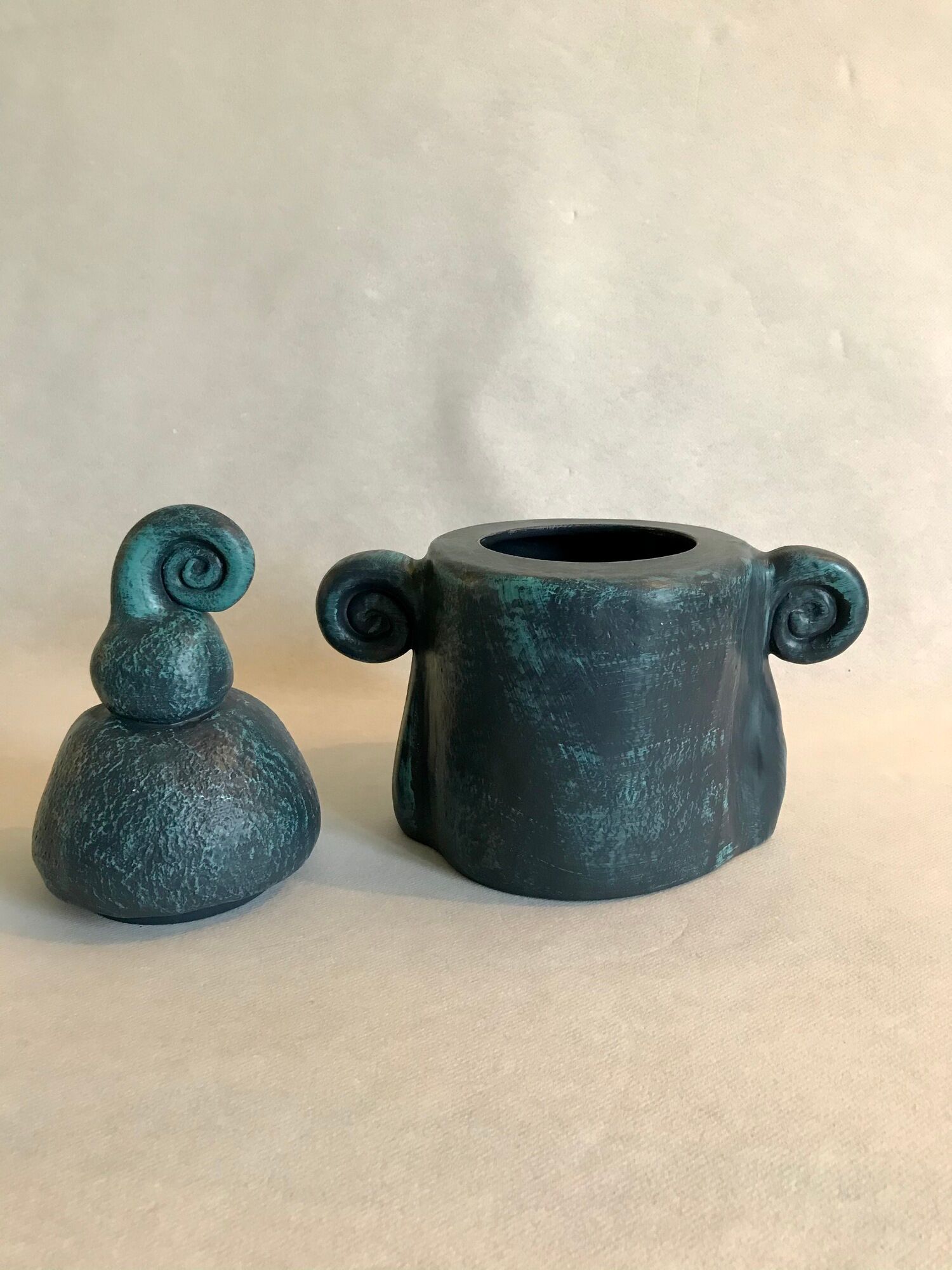 Blue "Orgh" box, Pierre Casenove for La Manufacture Saint Clément, between 1982 and 2001. Collection
