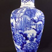 Japanese vase white blue 54cm bird JapanXIX