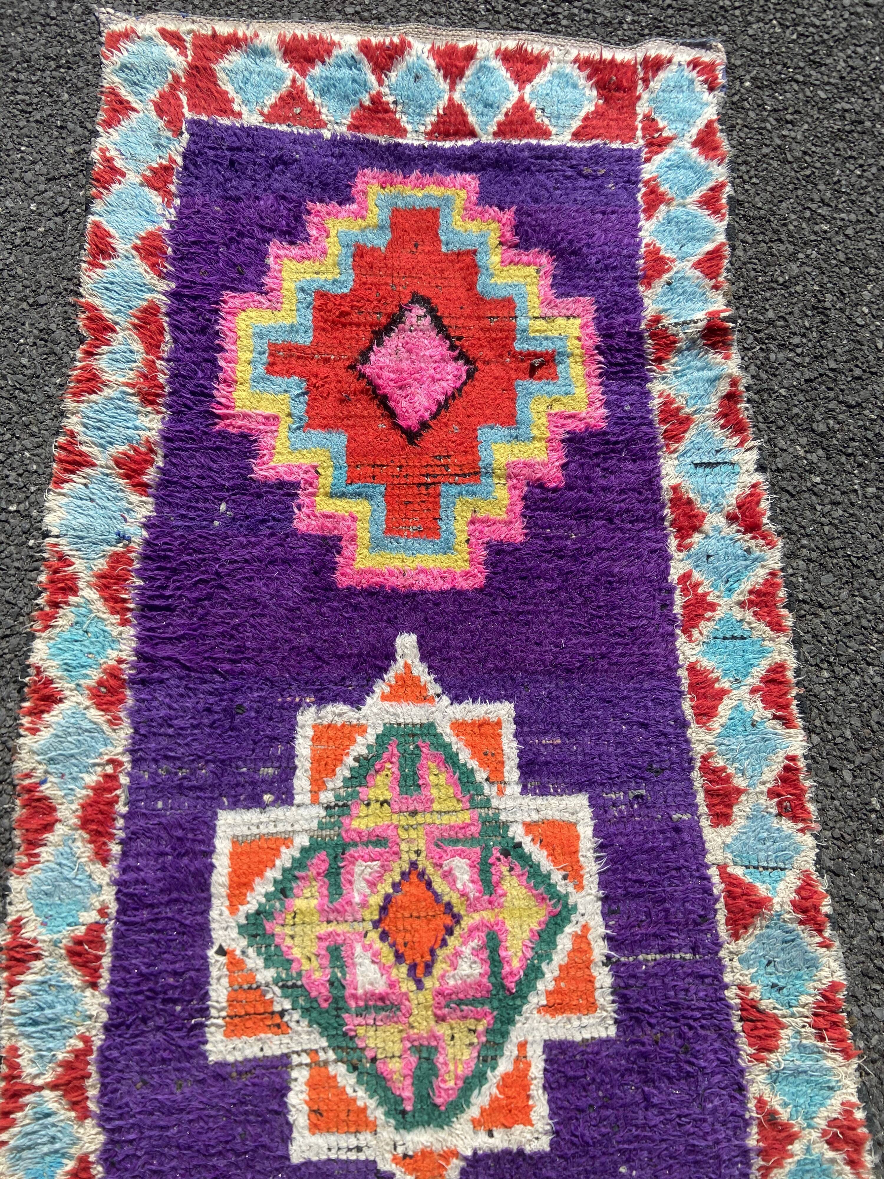 Boucherouite carpet 80 x 250 cm