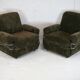 Paire de fauteuils "Space Age", velours marron et acier, France, circa 1970.