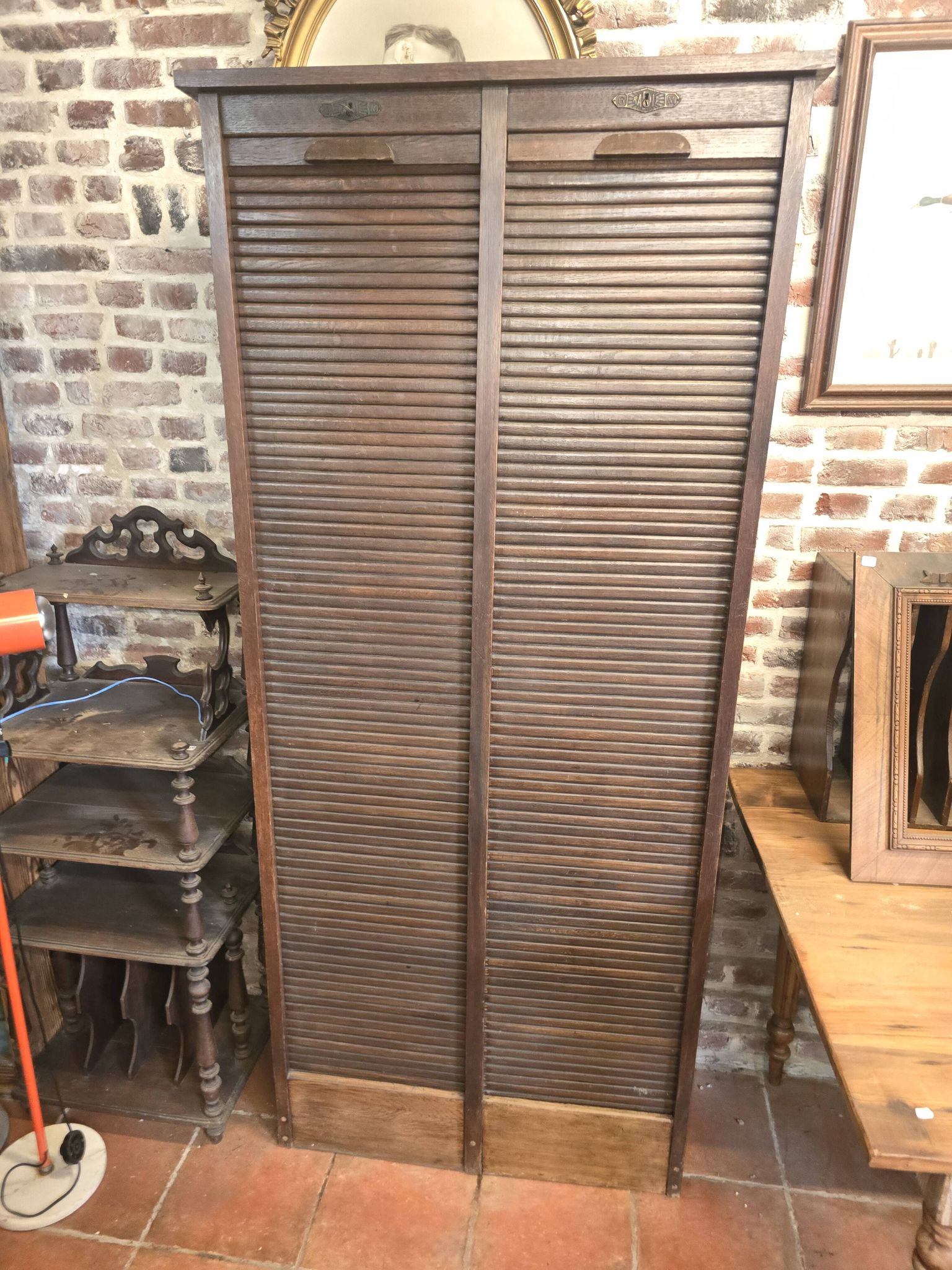 Ancien classeur à rideaux double en chêne