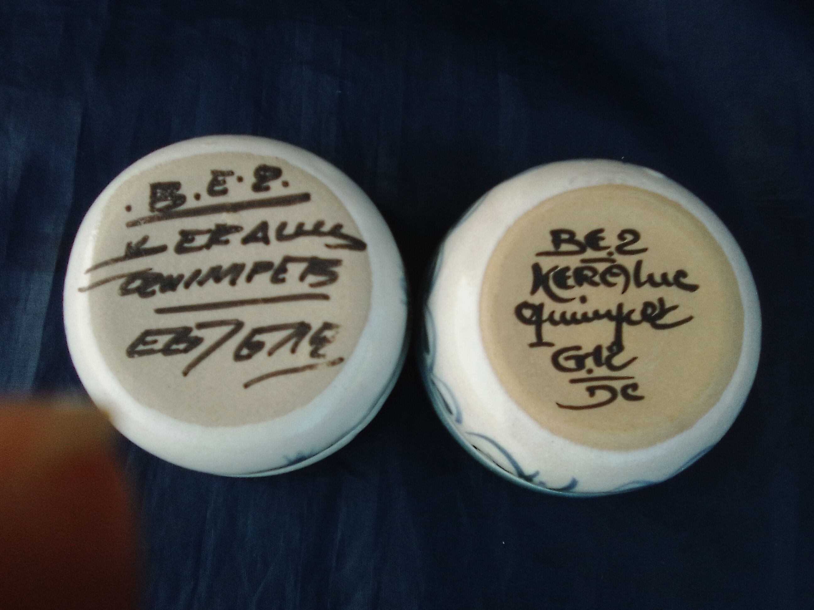2 beurriers de table en faïence de Quimper Keraluc diam 8 cm