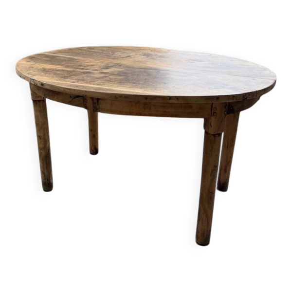 Table de ferme ovale en noyer
