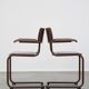 Set of 2 Thonet model S43 dining/side chairs with armrests