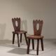 Pair of brutalist chairs in solid elm