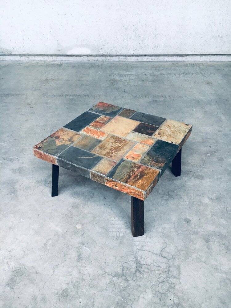 Brutalist Style Coffee Table in Slate Stone, 1970s