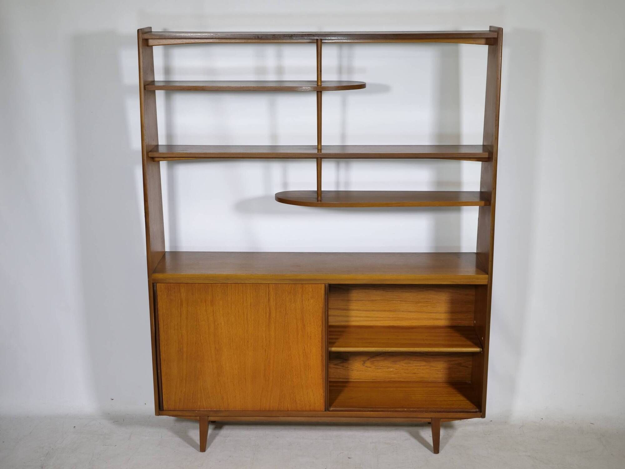 Mid-Century Highboard with Kidney Shaped Shelf in Teak, 1960s