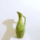 Mid century large green ceramic spout jug - H:54cm