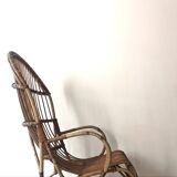 Vintage Dutch rattan armchair with armrest, 1960s