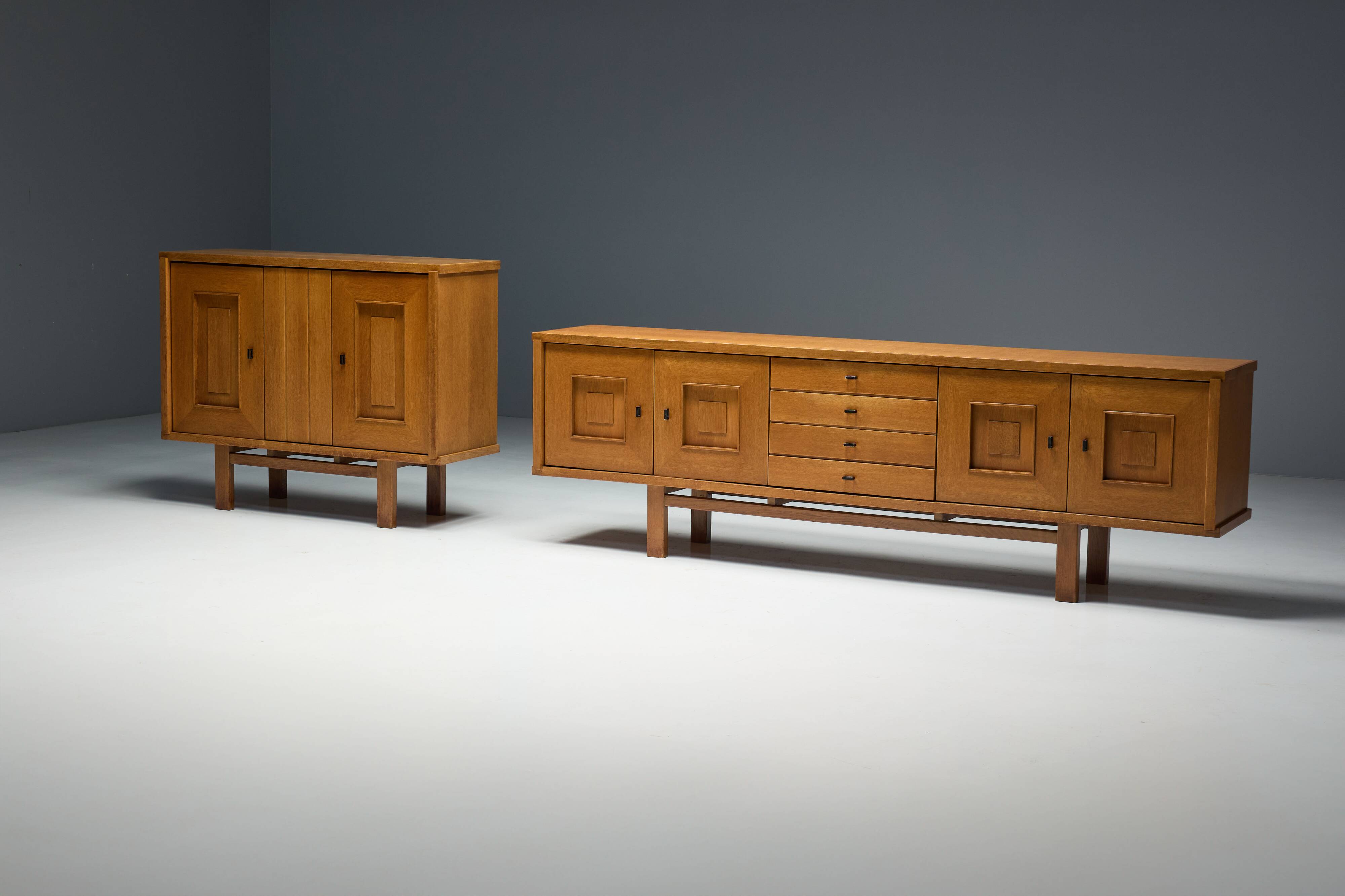Brutalist Oak Cabinet, Belgium, 1960s