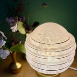 Vintage art deco globe table lamp in pink and gold Clichy glass