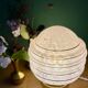 Vintage art deco globe table lamp in pink and gold Clichy glass