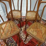Suite of 4 chairs of Bistrot cannage Japy Frères 1920s