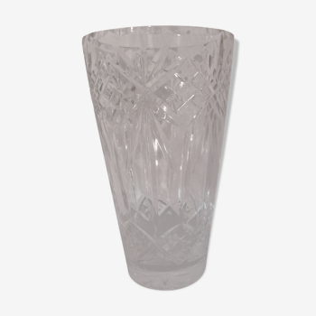 Crystal vase signed and hand-carved from the 20th